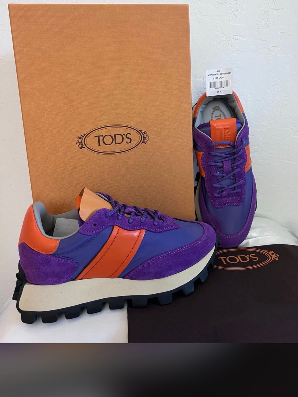 TOD'S women’s SPORTIVA CANVASS ABD LEATHER Sneakers NEW IN BOX + DUSTBAG